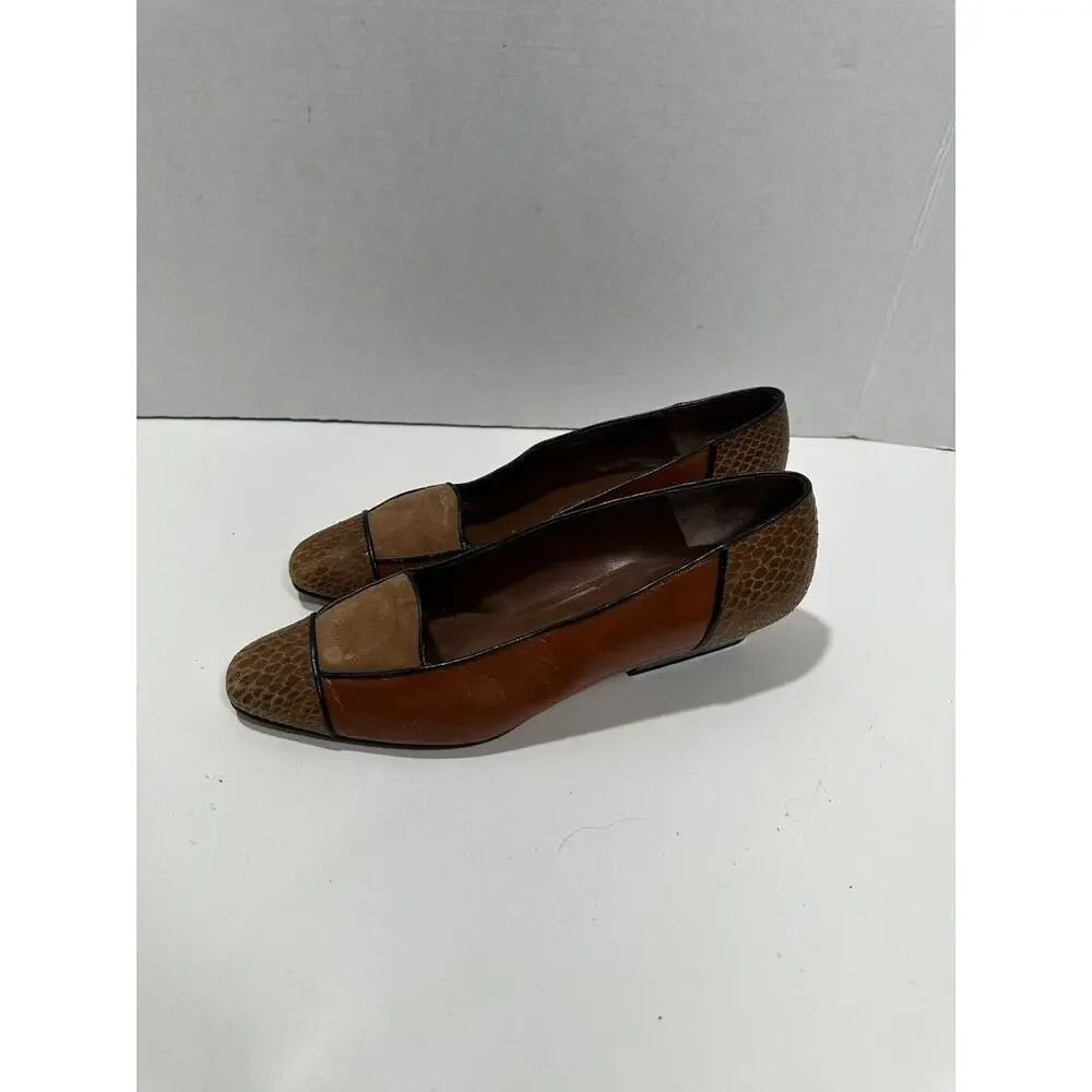 Martinez Valero Shoe Women‎ Pumps Brown Suede Leather Heels 8 Spain Vintage 80’s